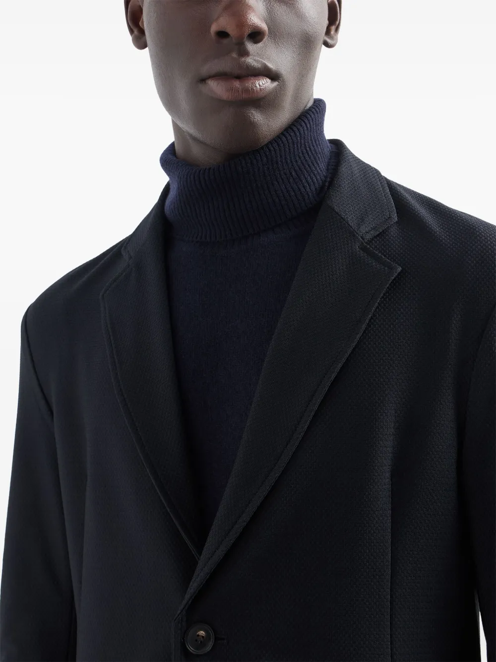 Однобортный пиджак с узором EMPORIO ARMANI, синий — фото 4