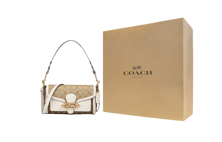 

COACH Холщовая сумка через плечо с кожаной отделкой