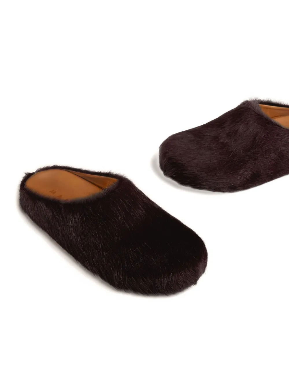 Мюли Fussbett из телячьей шерсти Marni, коричневый — фото 3