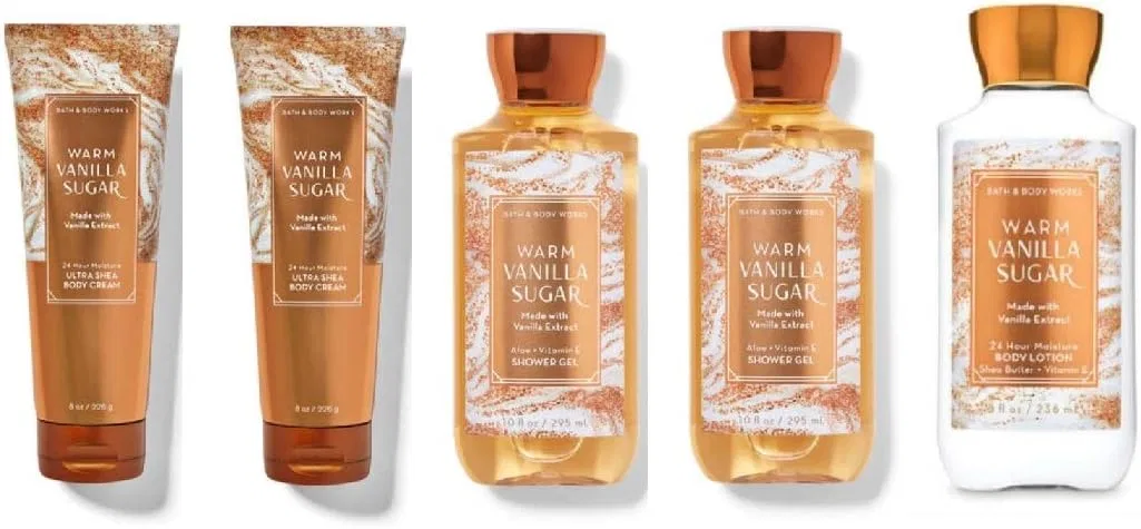 Лосьон для тела Warm Vanilla Sugar Bath & Body Works, набор 5 шт