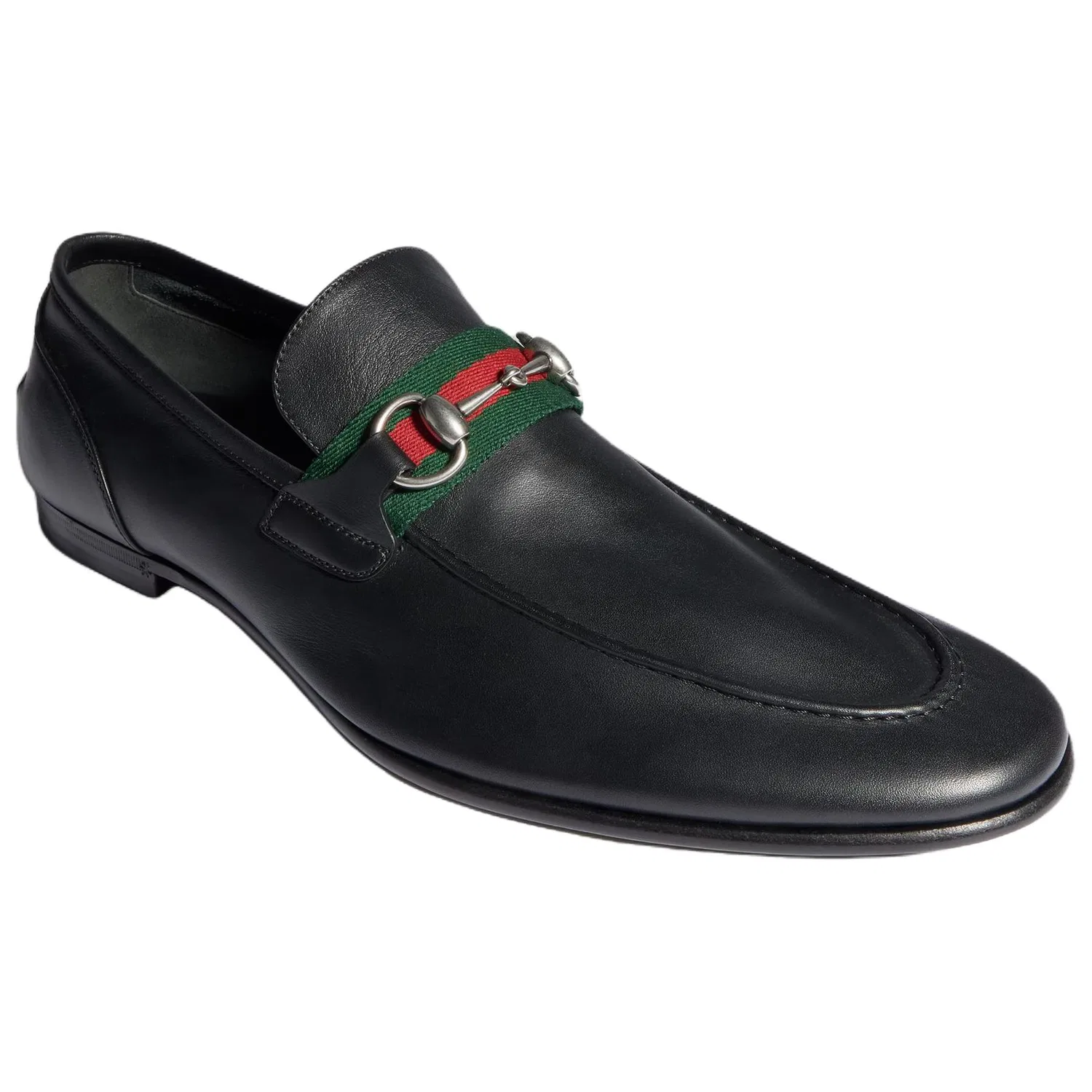 GUCCI Horsebit Como Leather Casual Leather Shoes 1cm Men's Black — фото 4