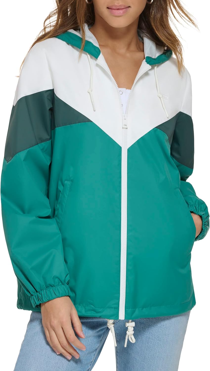 

Levi's Женская ветровка из нейлона с цветными блоками, Emerald/White
