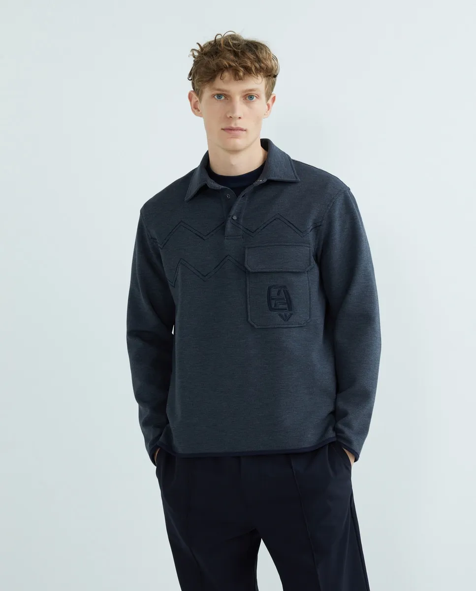 

Мужская толстовка прямого кроя с эффектом денима Emporio Armani, синий