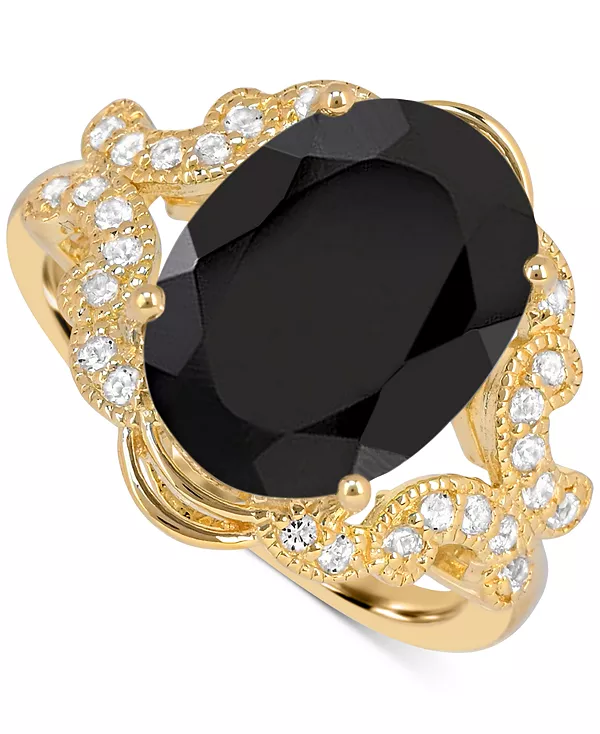 

Кольцо с овальным голубым топазом (7 карат) из стерлингового серебра с позолотой 14 карат Macy'S, onyx