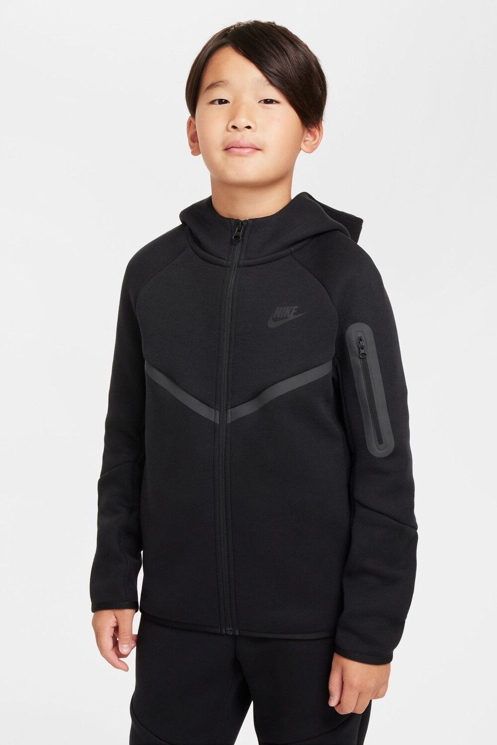 Толстовка с капюшоном из технологического флиса с застежкой молнией Nike, черный — фото 3