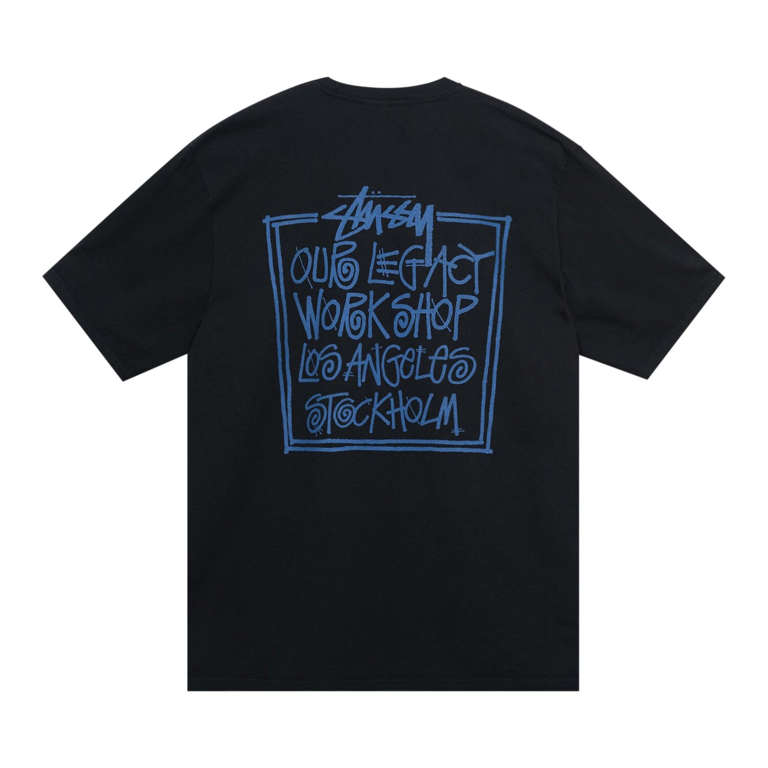 Футболка Stussy x Our Legacy Frame, окрашенная в пигмент, черная — фото 2