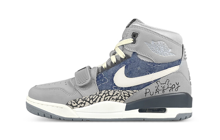 

Кроссовки Jordan Legacy 312 Vintage Basketball Shoes Men High-top Grey/white/blue, серый