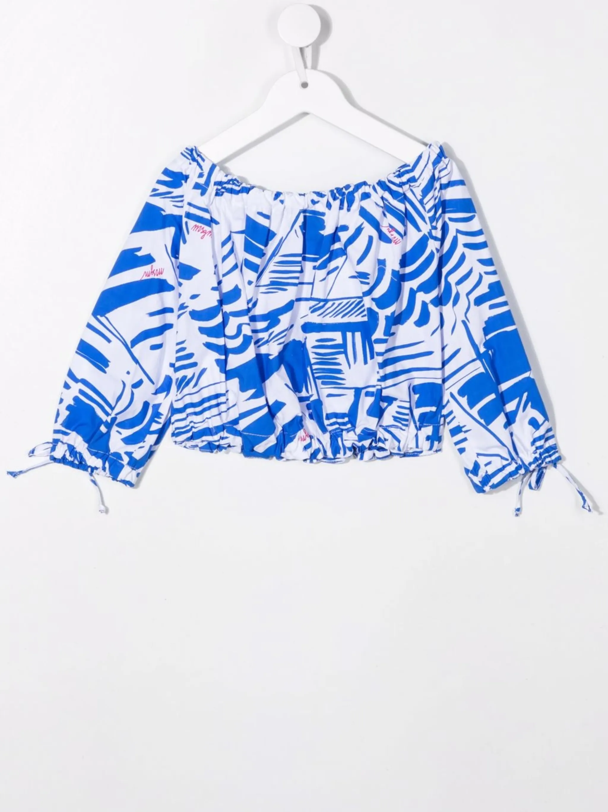 Топ с длинными рукавами и графичным принтом Msgm Kids, синий — фото 2