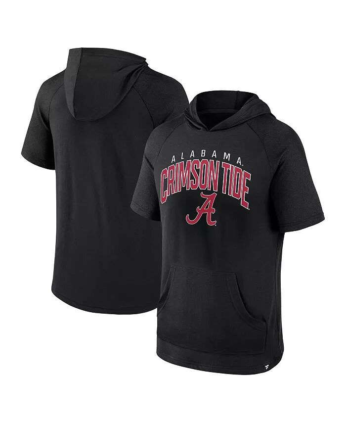 

Мужская черная футболка с коротким рукавом Alabama Crimson Tide Double Arch Raglan с капюшоном Fanatics