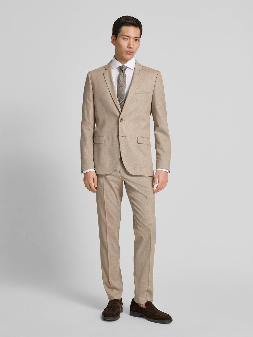 

Брюки костюмные из вискозы со стрелками, модель «Хестен» HUGO, бежевый