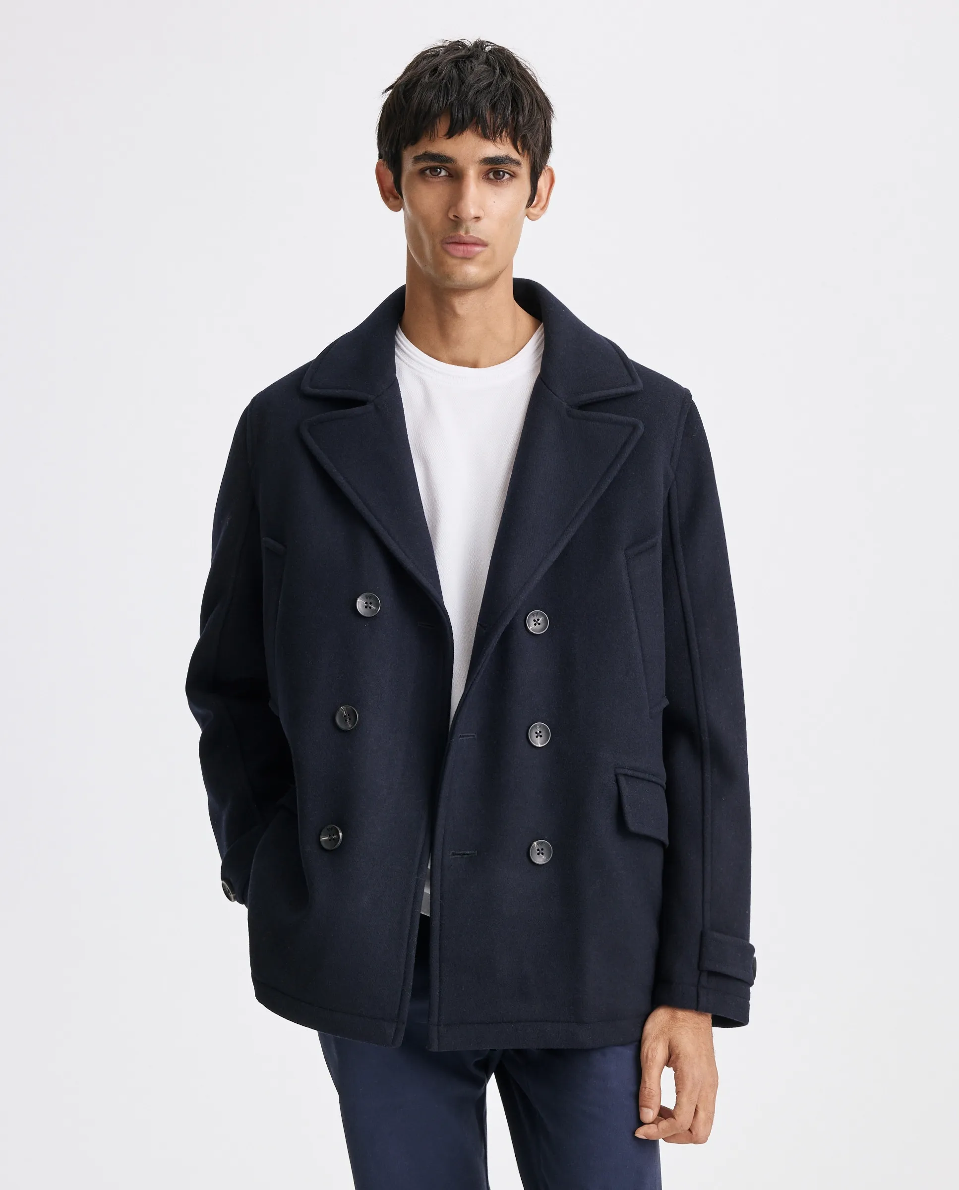 

Мужское двубортное пальто Easy Wear, темно-синий