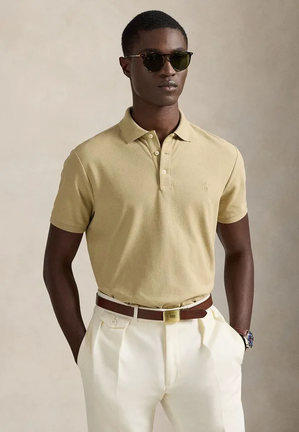 Поло-Рубашка поло приталенного кроя с сотовой сеткой Polo Ralph Lauren, Coastal Beige