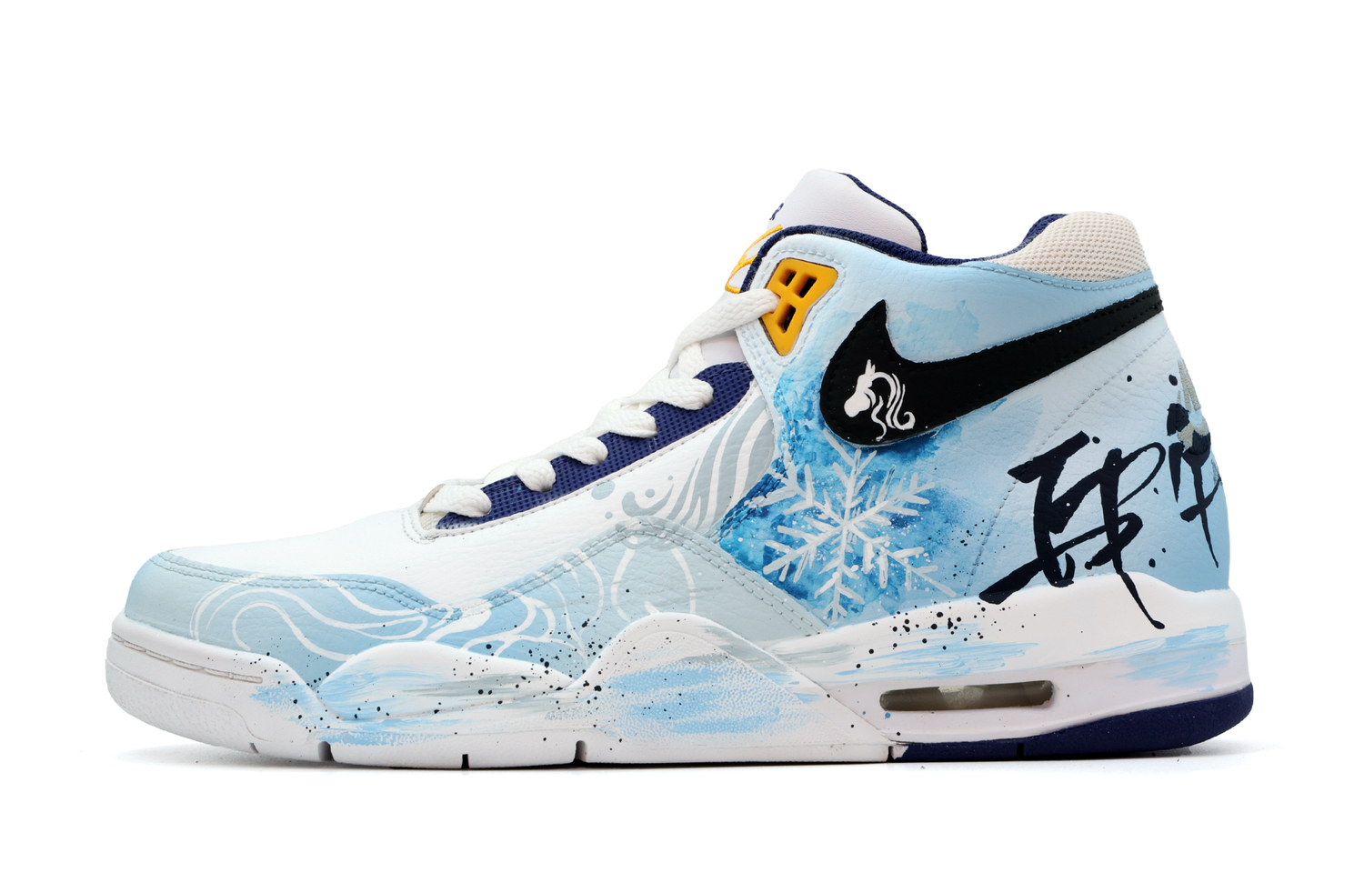 

Nike Flight Legacy Warm Snow Cushioning Mid top Vintage Basketball Shoes Men's Blue Gray