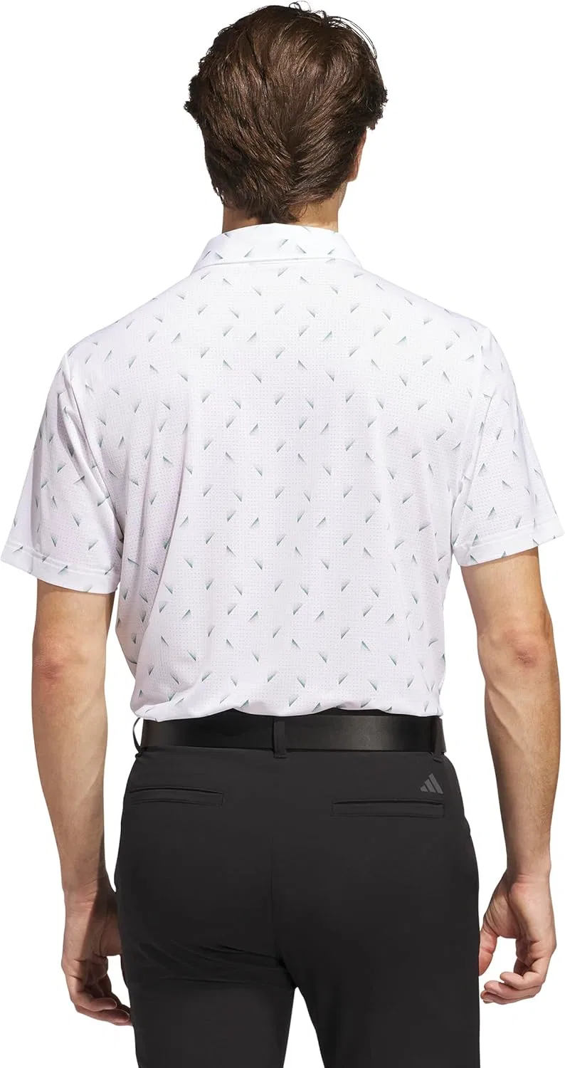 Футболка-поло Adidas Men's Ultimate365 Printed Mesh, белый/зеленый — фото 3