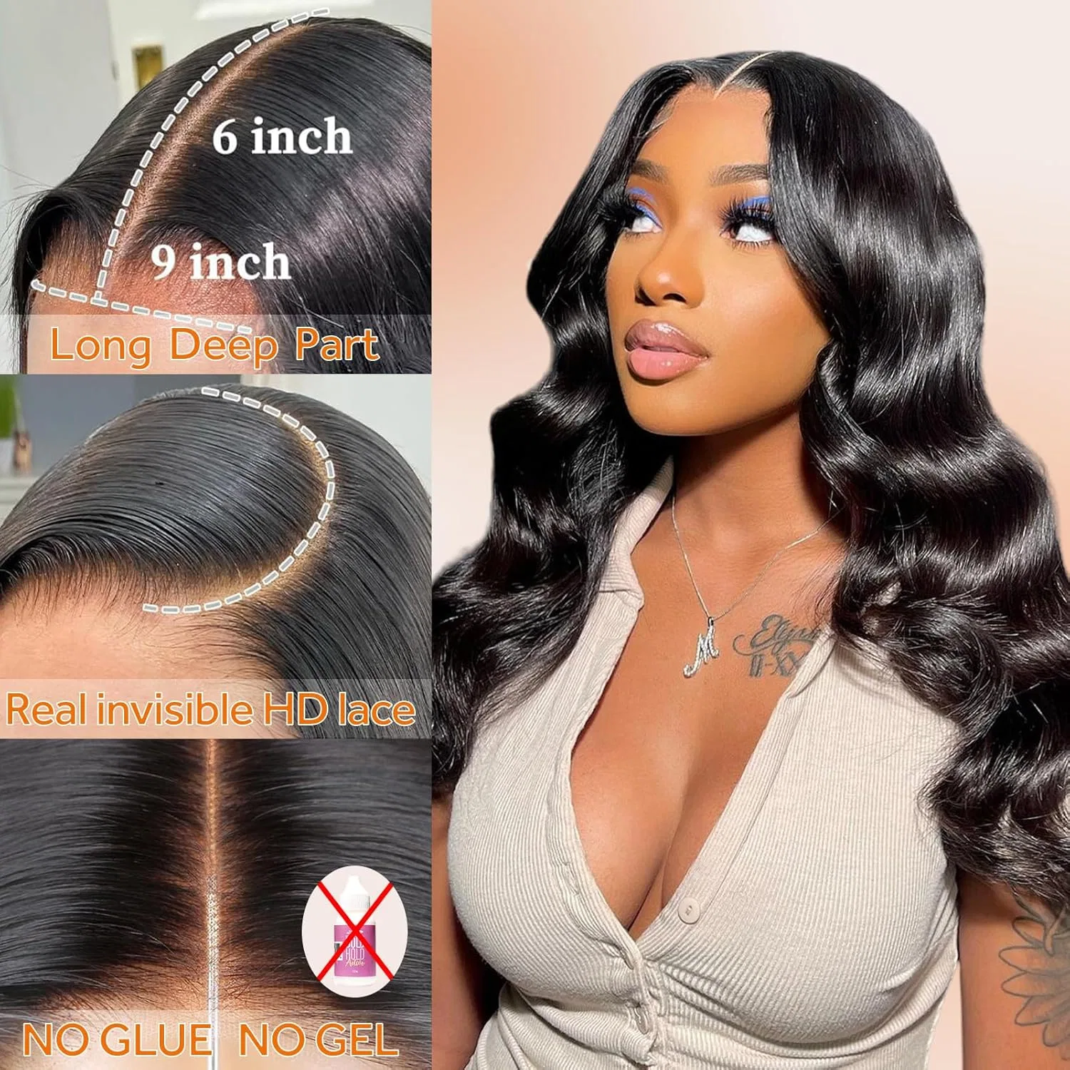 Парик «Body Wave» из натуральных волос Oxeyegirl Oxeyegirl, 9X6 Glueless Natural Color — фото 2