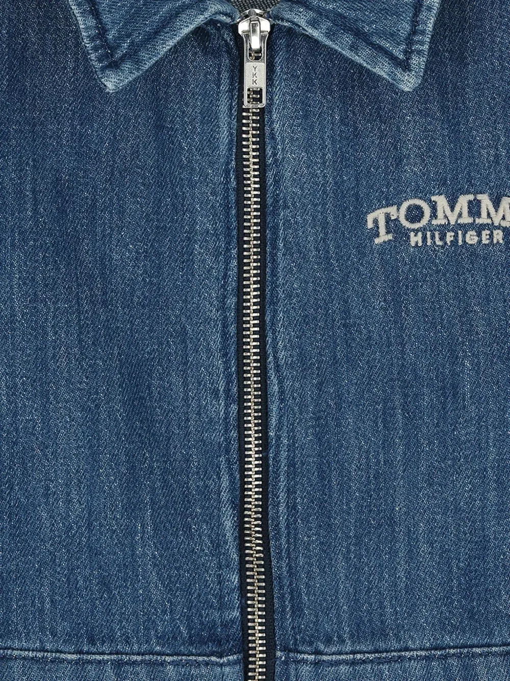 Джинсовое платье с вышитым логотипом Tommy Hilfiger Junior, синий — фото 3