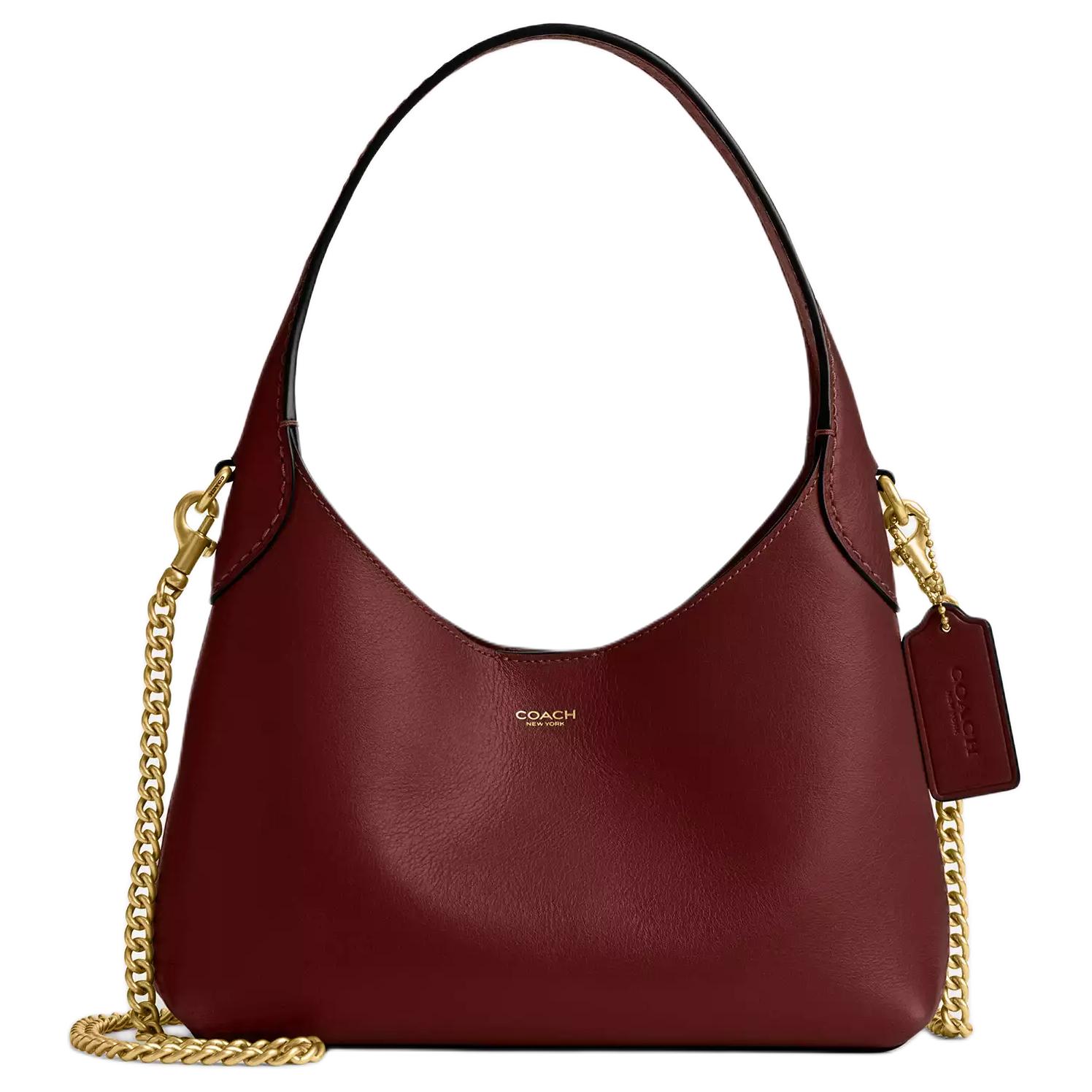 

COACH Бруклин Кожаный Портфель Через Плечо Маленький Женский Рубиново Красный
