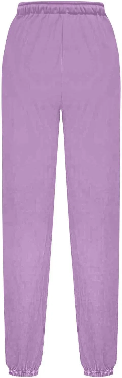 Брюки-джоггеры для женщин Plus Size с высокой талией, мехом и карманом Generic, фиолетовый — фото 4