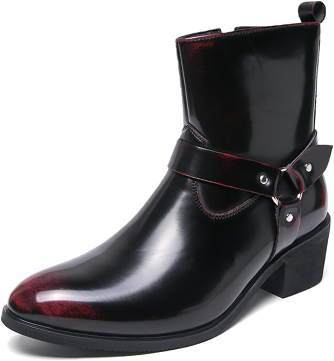 

Мужские ботинки Челси из натуральной кожи на щиколотку с боковой молнией, ремешком с пряжкой, массивным каблуком, заостренным носком, мотоциклетного стиля, для вечеринок, свадьбы, официальных мероприятий, офиса и работы, винтажный стиль Psieicwm...