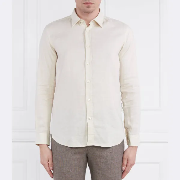 

Льняная рубашка узкого кроя Roger Boss, бежевый