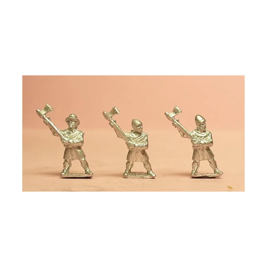 

Легкие топорники со щитами и разнообразными шлемами, Medieval Miniatures - Feudal & Early Medieval - Infantry (15mm)