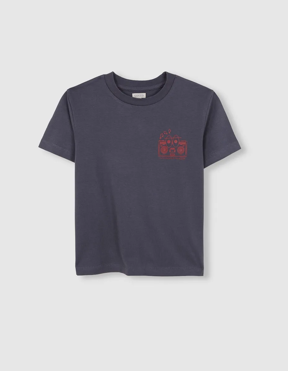 

Детская футболка с принтом радио Gocco, темно-синий