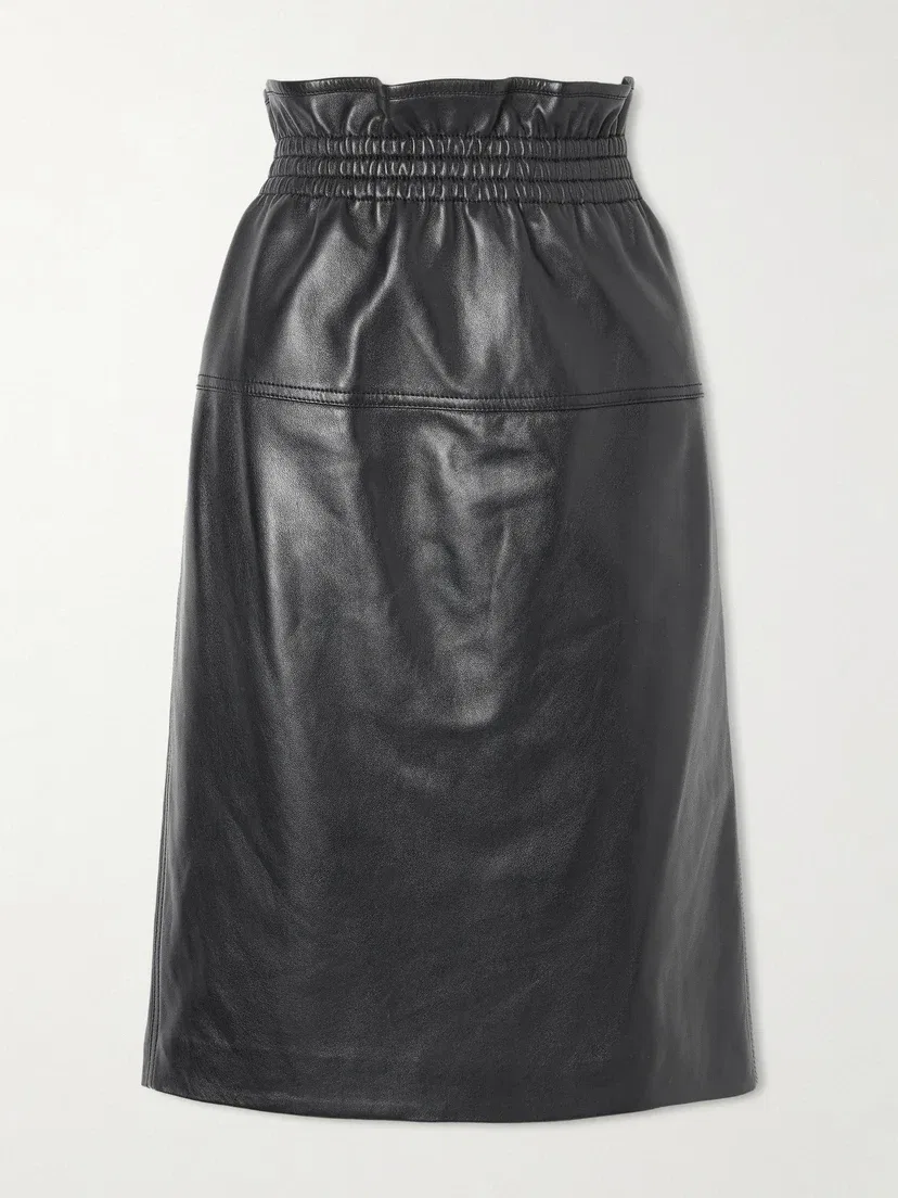 Кожаная юбка SAINT LAURENT, черный