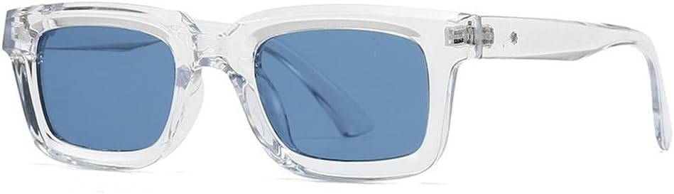 

Квадратные солнцезащитные очки для женщин, модные, конфетные оттенки, защита от УФ-излучения UV400, ретро-заклепки, мужские солнцезащитные очки SKFGNX, Transparent Blue