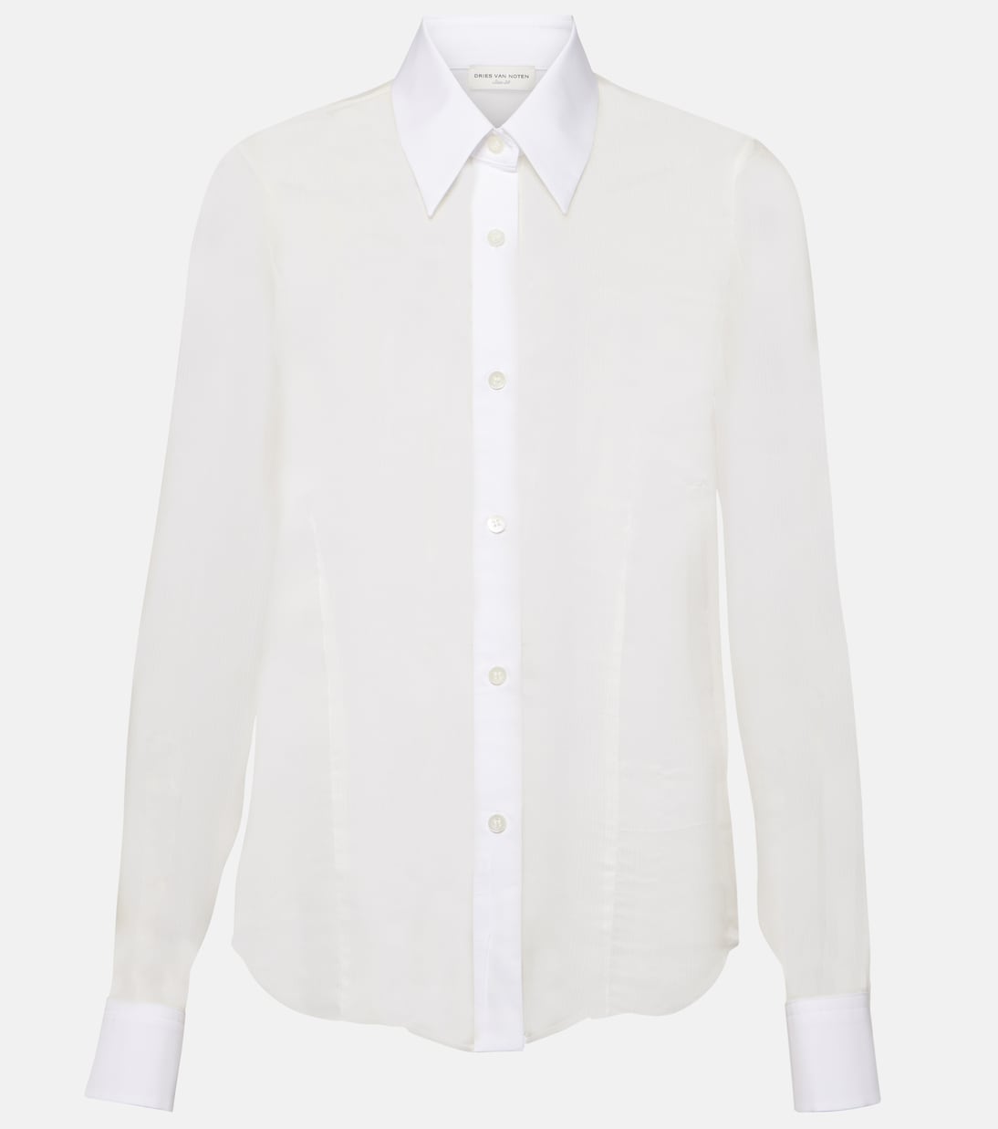 

Рубашка из шелка и хлопка Dries Van Noten, белый