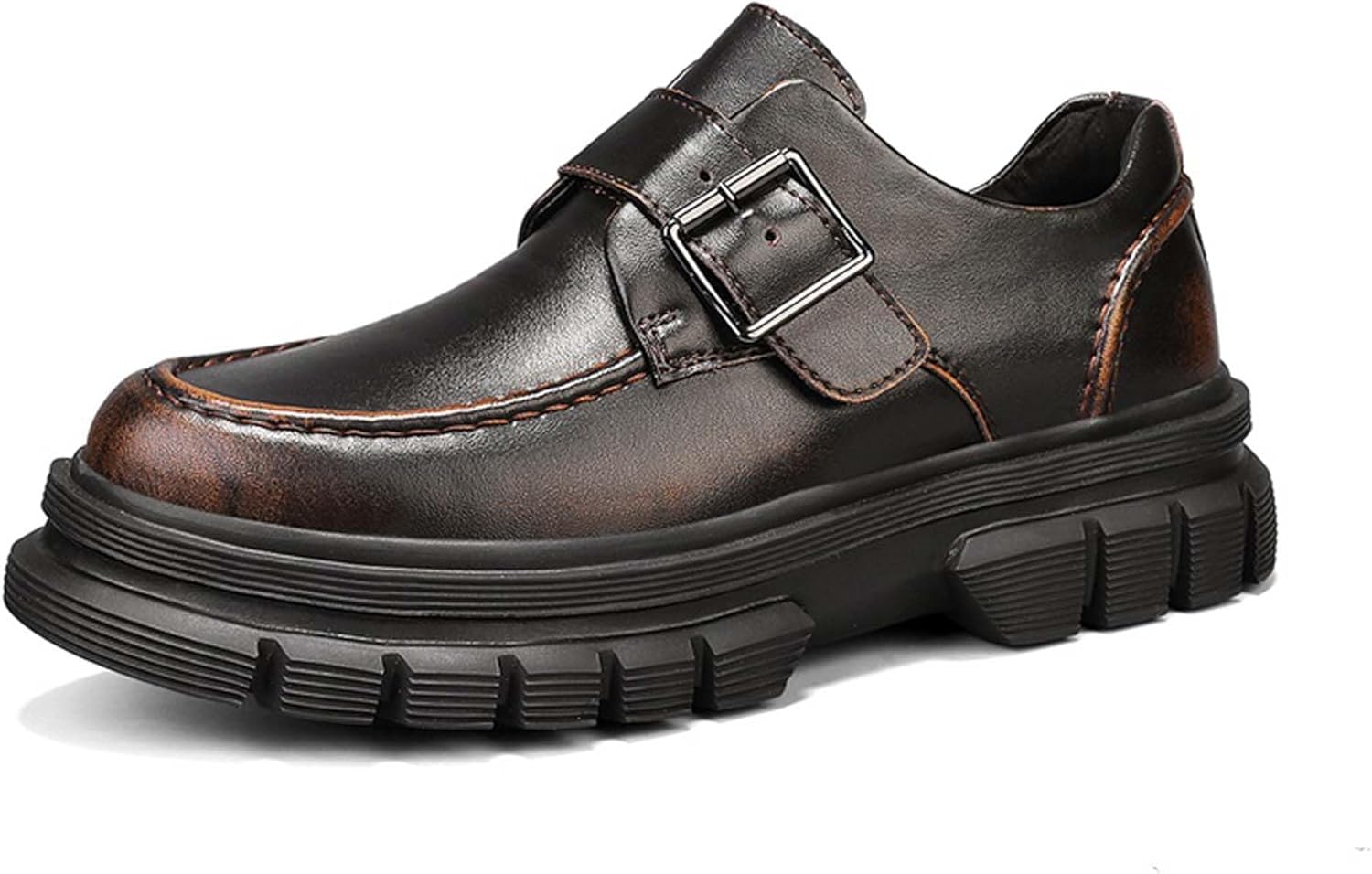 

Мужские ретро-лоферы с пряжкой, противоскользящей толстой подошвой, деловые формальные туфли, модная городская рабочая форма, свадебная кожаная обувь, черные, коричневые Generic