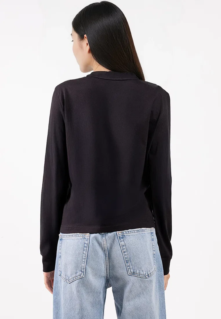 Футболка с длинным рукавом, монограмма, Calvin Klein Jeans, черный — фото 2