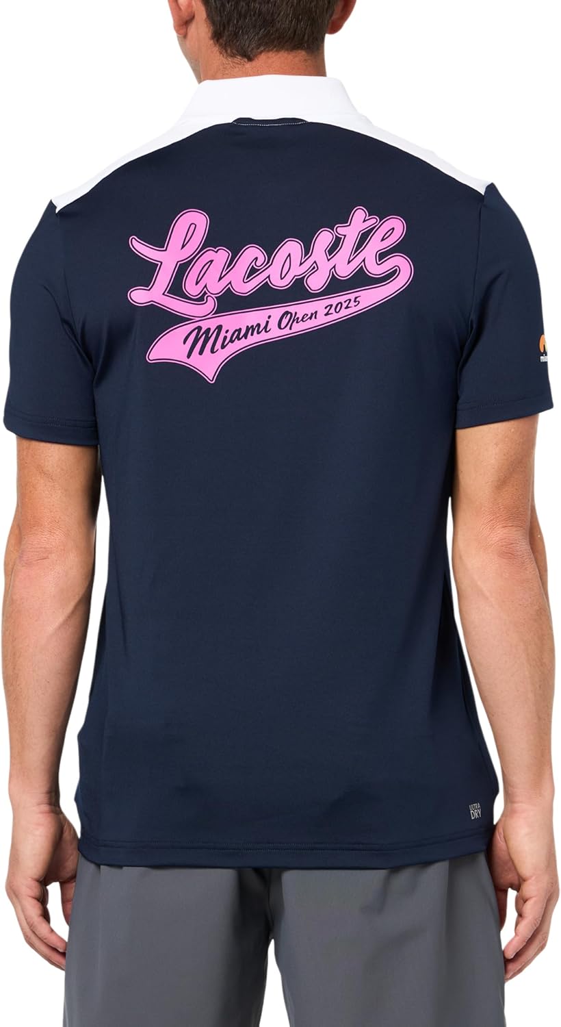 Lacoste мужская теннисная поло Sport Miami Open Color Block, Navy Blue/White — фото 2