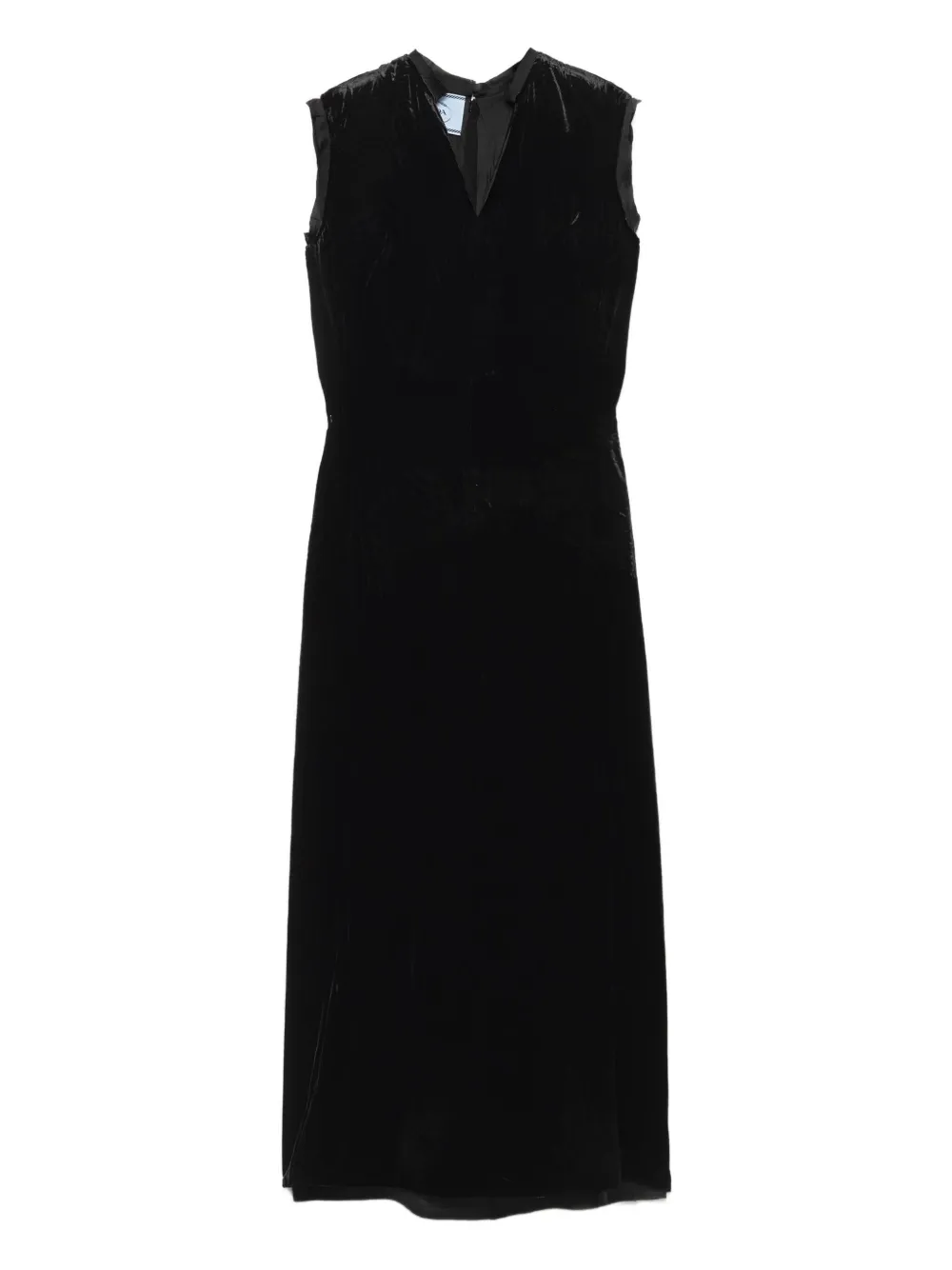 

Платье с меховым воротником и бантом Prada, черный