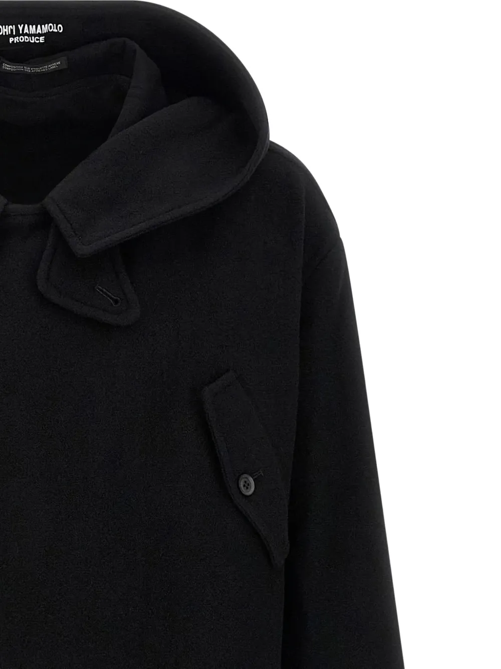 Пальто на кнопках с капюшоном Yohji Yamamoto, черный — фото 4