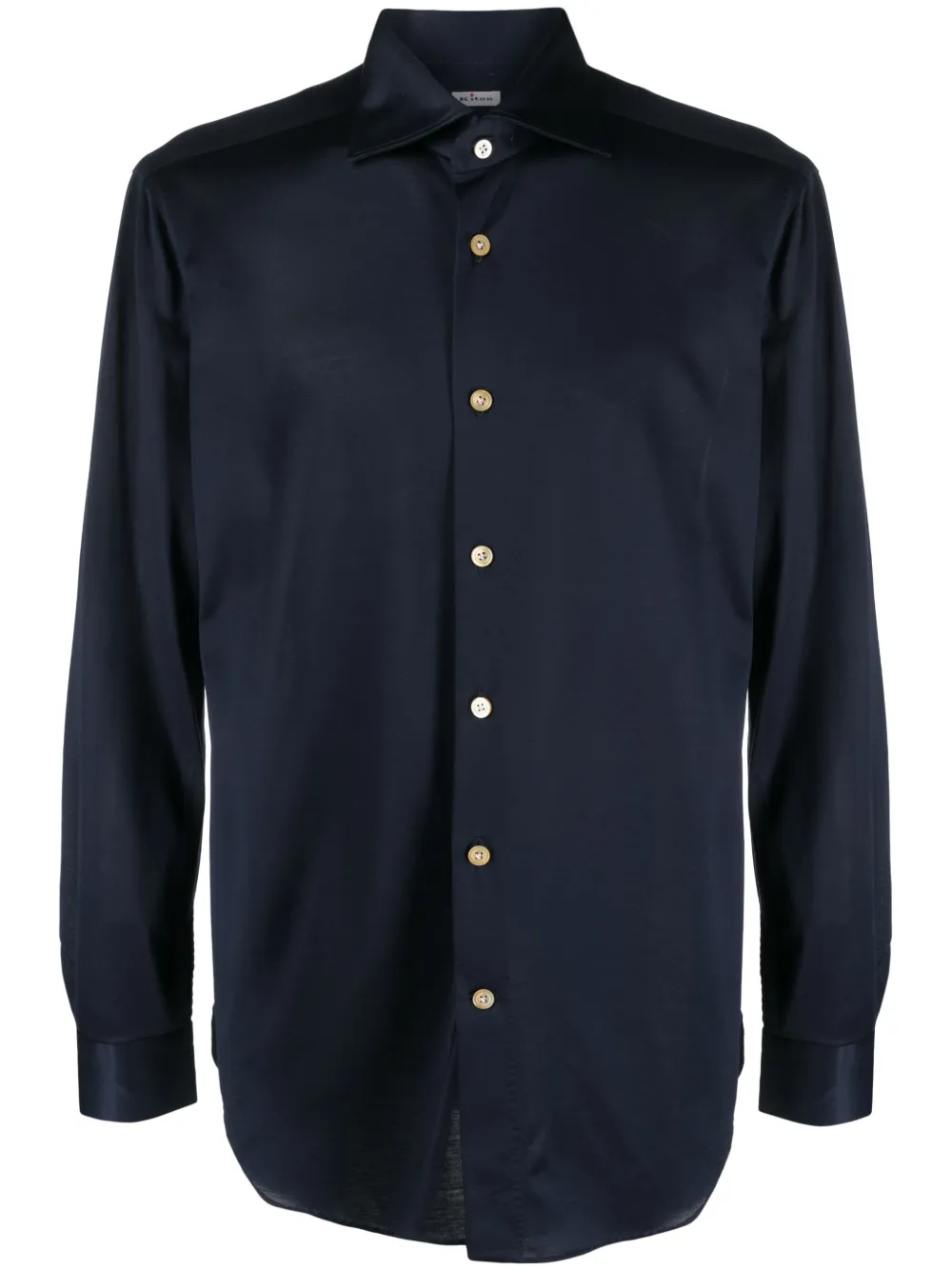 

Рубашка из хлопка облегающего кроя Kiton, синий