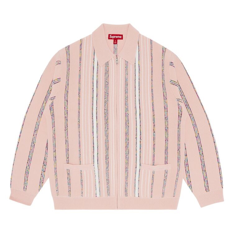 

Кардиган Supreme Speckle Stripe Zip Up Cardigan Pink, розовый
