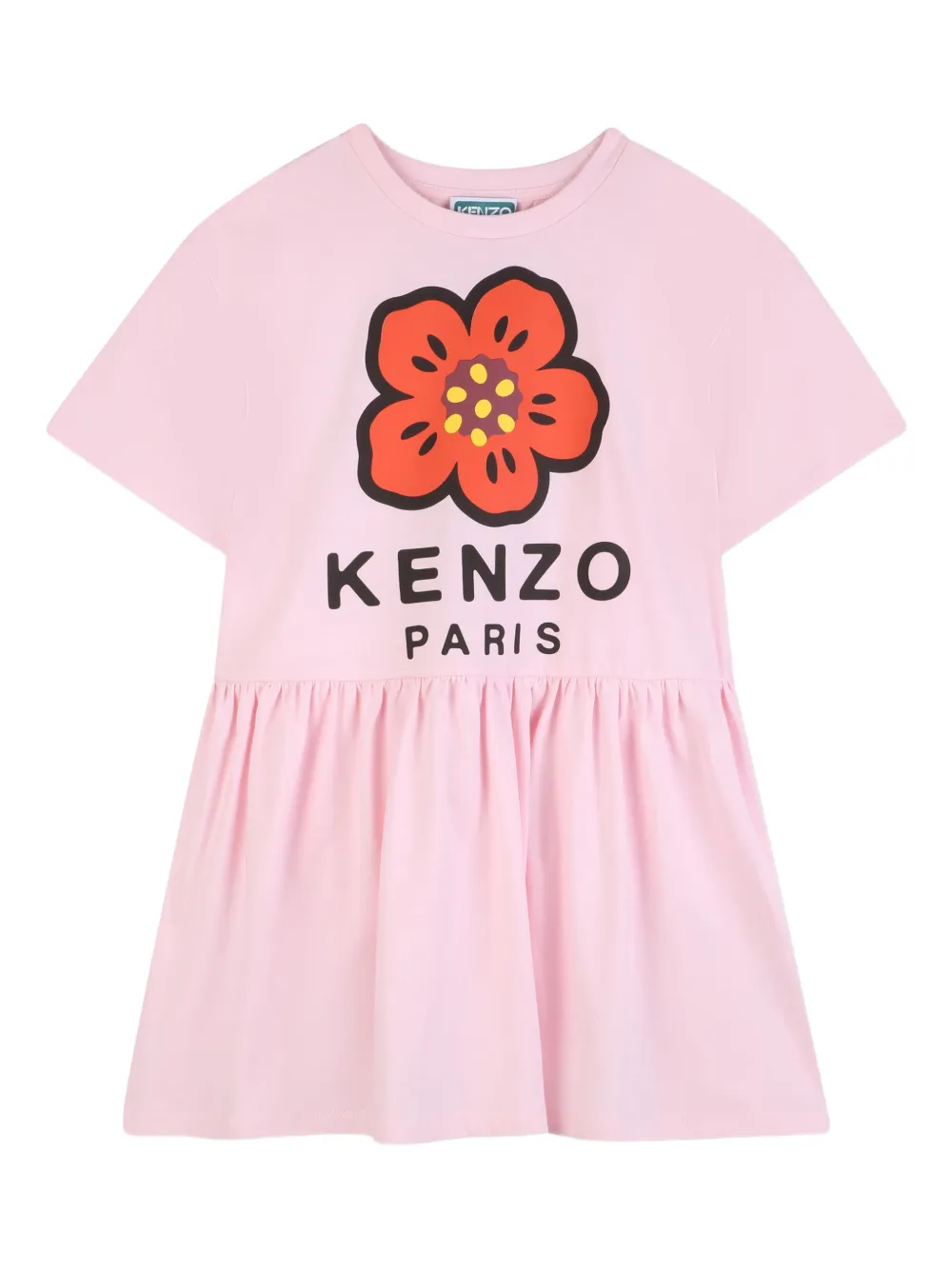 

Платье с цветочным принтом Kenzo Kids, розовый