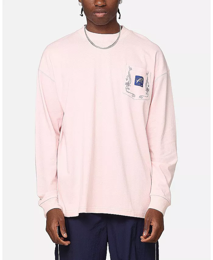 

Мужская футболка с цветочным принтом на кармане, оверсайз, с длинными рукавами CARRE, розовый