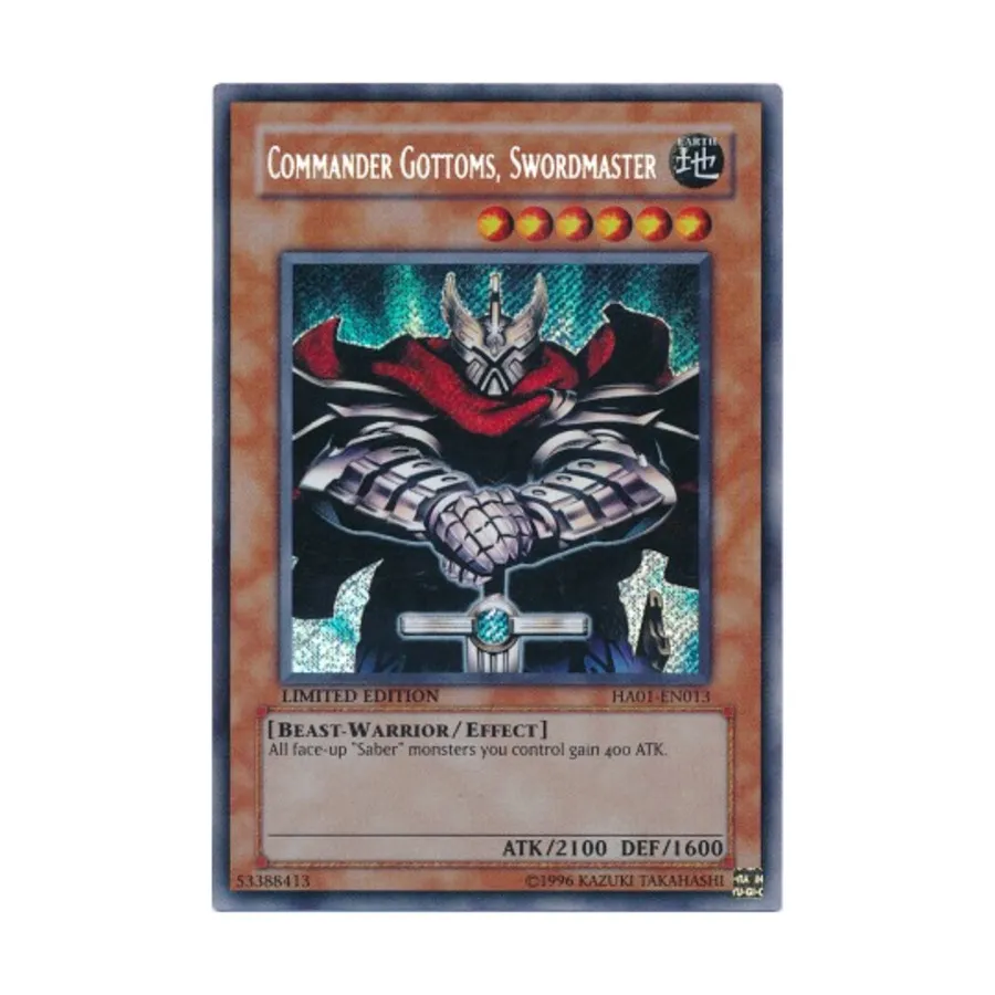 

CCG Командир Готтомс — Мастер меча (секретно, редко), Yu-Gi-Oh - Hidden Arsenal 1 - Singles