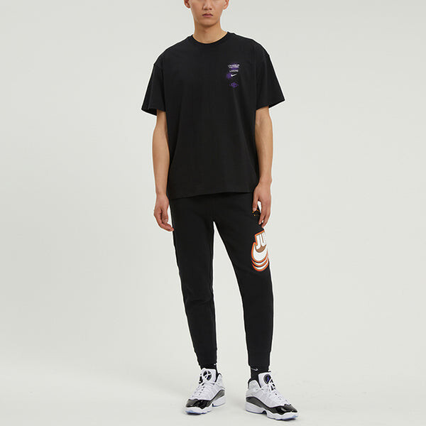 Футболка Nike x NBA Crossover Los Angeles Lakers Courtside Pattern Printing Round Neck Short Sleeve Black, мультиколор — фото 3