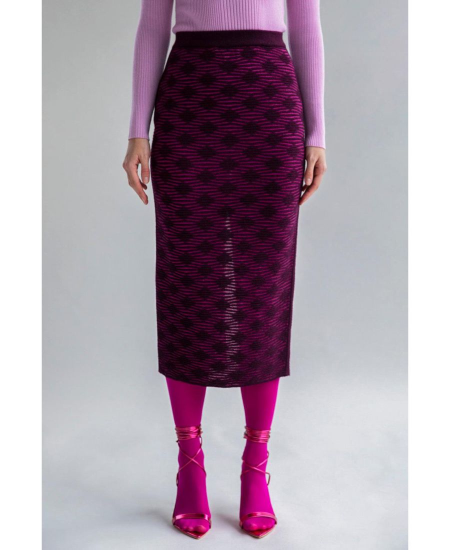 

Женская юбка-карандаш из жаккардовой ткани с геометрическим узором SSKEIN, Fuschia aubergine