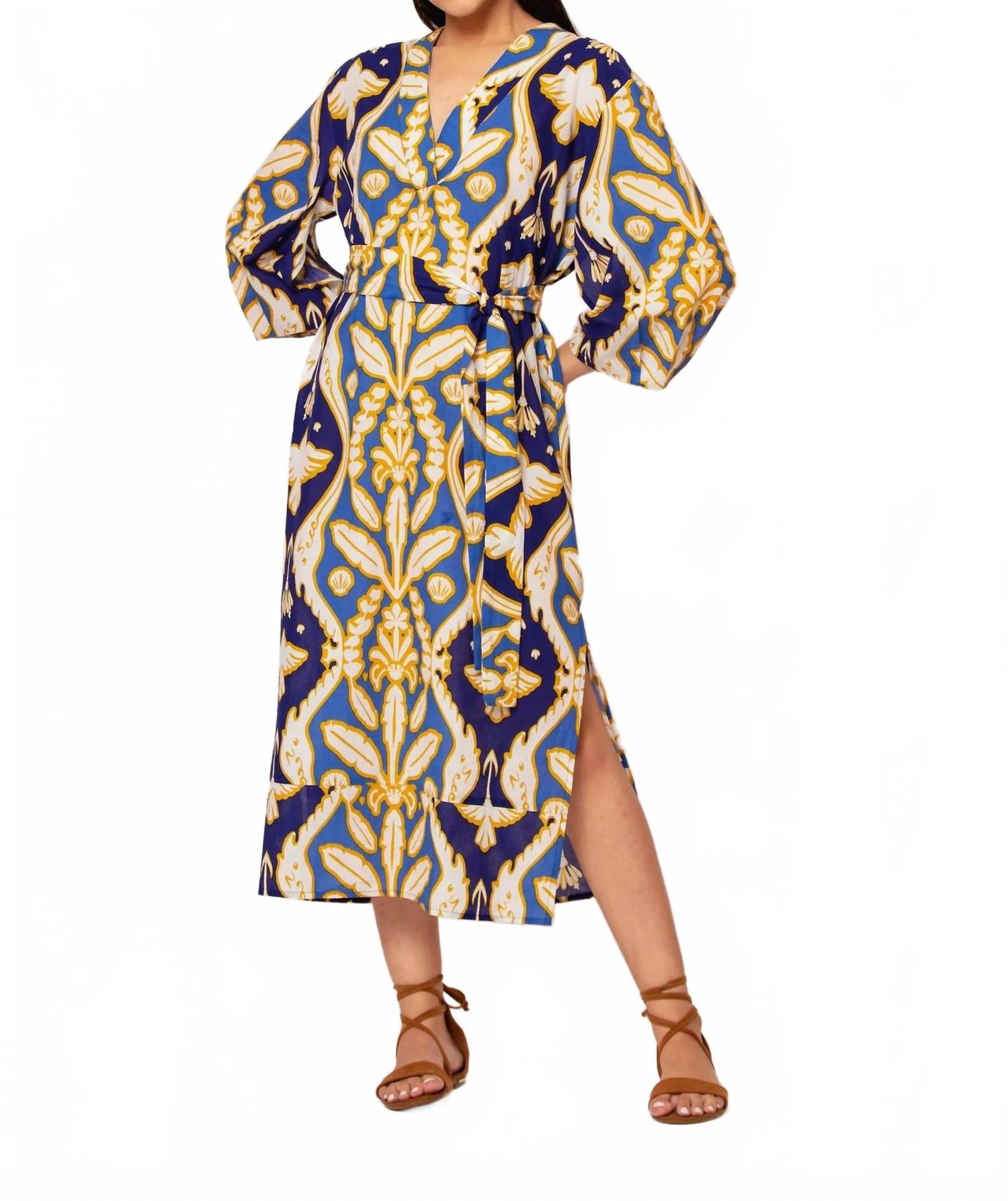 

Платье макси Isla Cotton с поясом в голубом цвете Pondi BEYOND by Vera