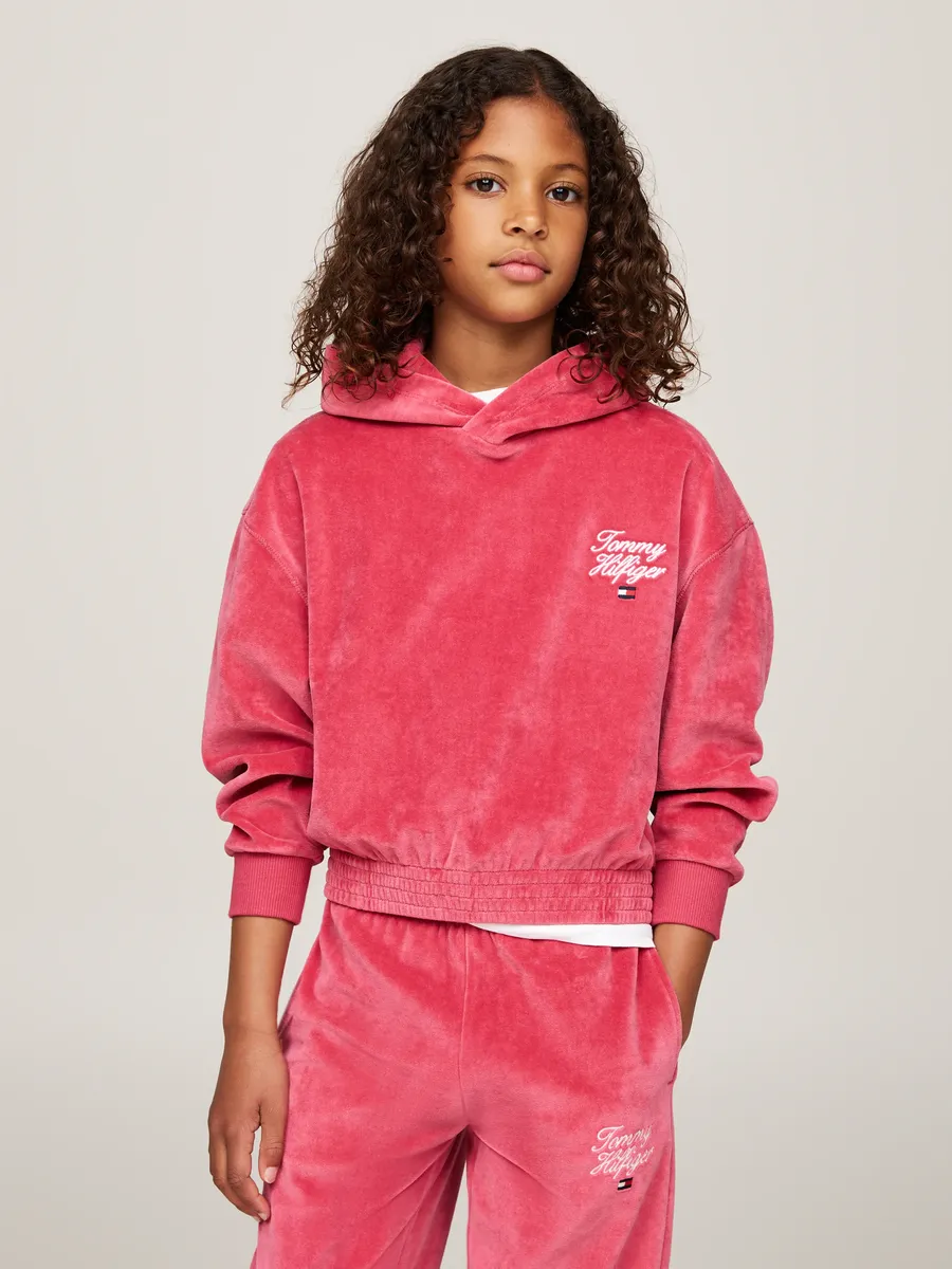 

Толстовка Tommy Hilfiger "TH SCRIPT VELOR HOODIE" с вышитым логотипом, розовый