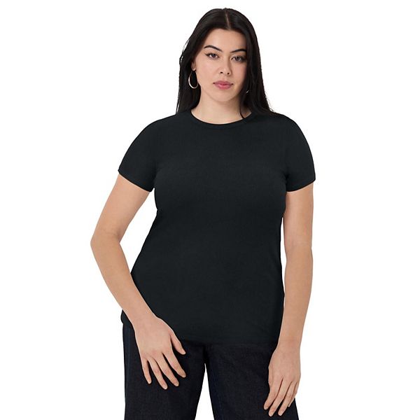 

Топ June + Vie с ребристым воротником-гольф для женщин plus size June & Vie, Black