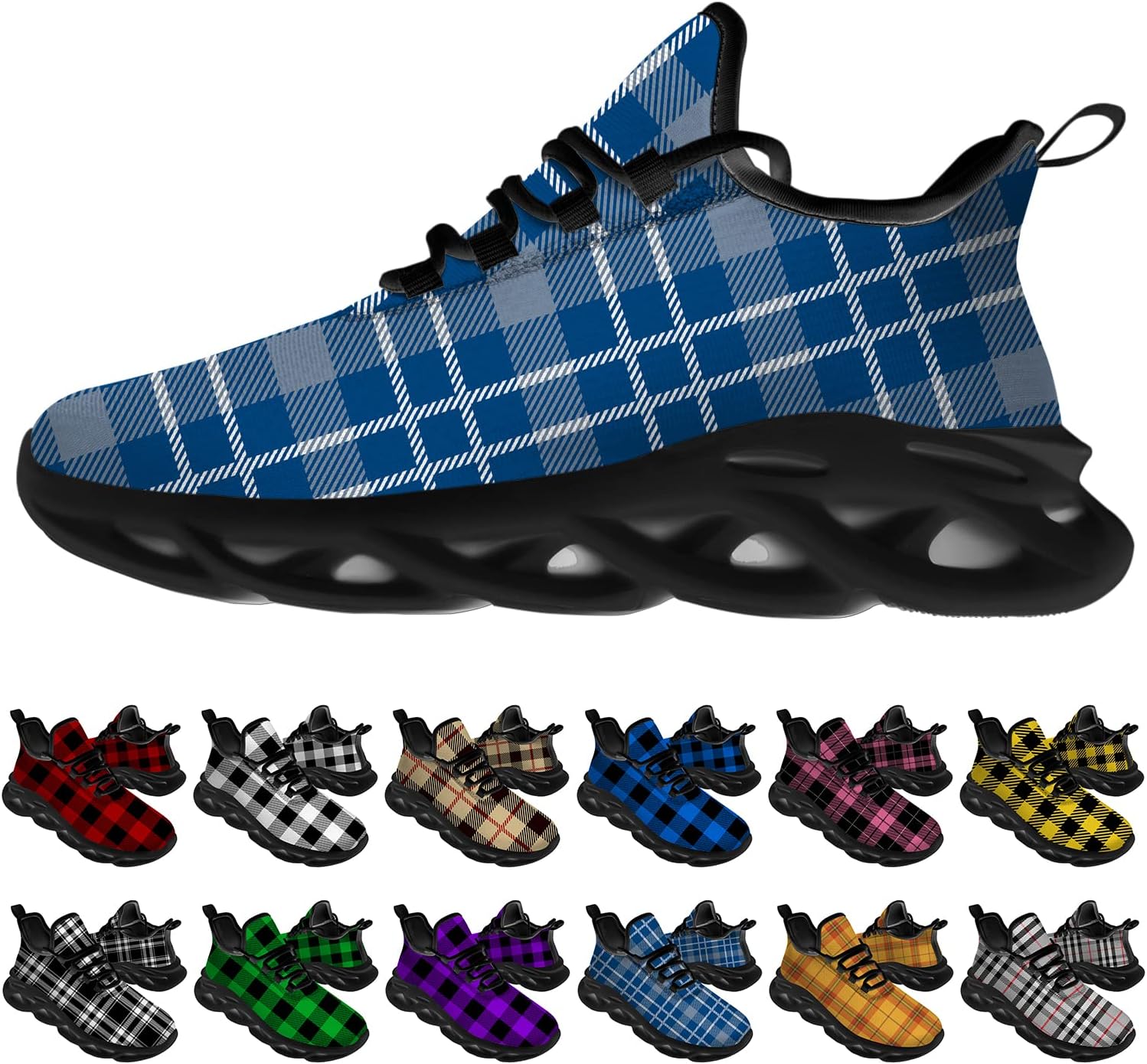 

Кроссовки Ciadoon Plaid для мужчин и женщин, обувь для бега по дороге, спортивная обувь для ходьбы, тенниса, кроссовки для занятий спортом, подарки для мальчиков и девочек, синий