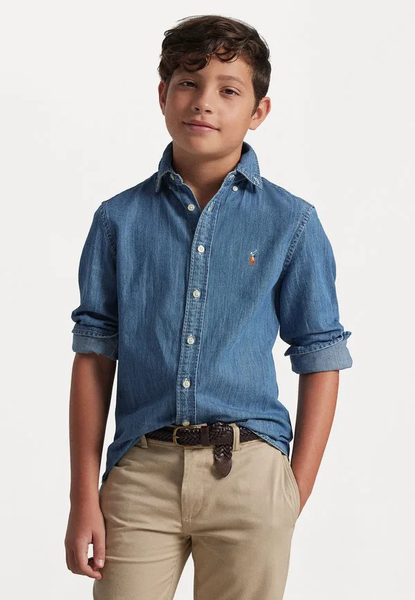 Хлопковая рубашка из шамбре 714y Polo Ralph Lauren, Dark Blue
