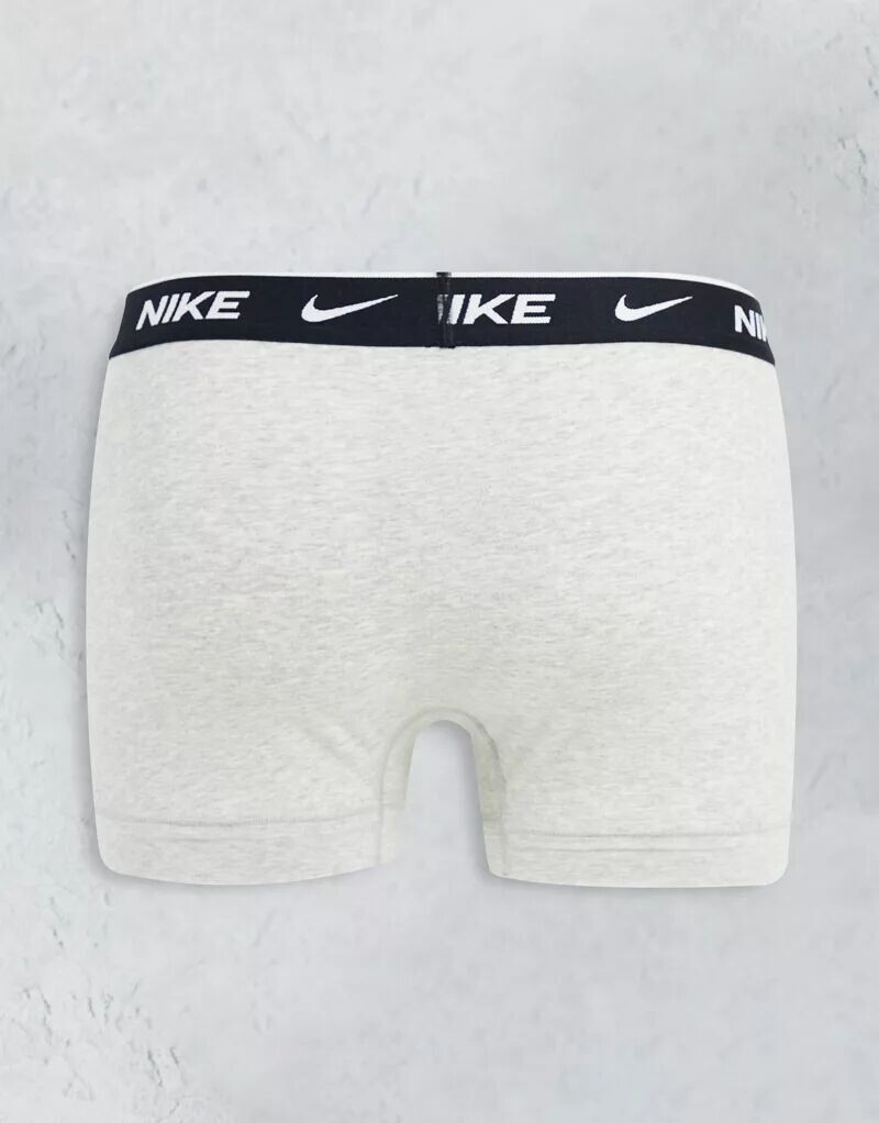 Комплект из 3 трусов-боксеров из эластичного хлопка Nike черного, серого и белого цвета — фото 2