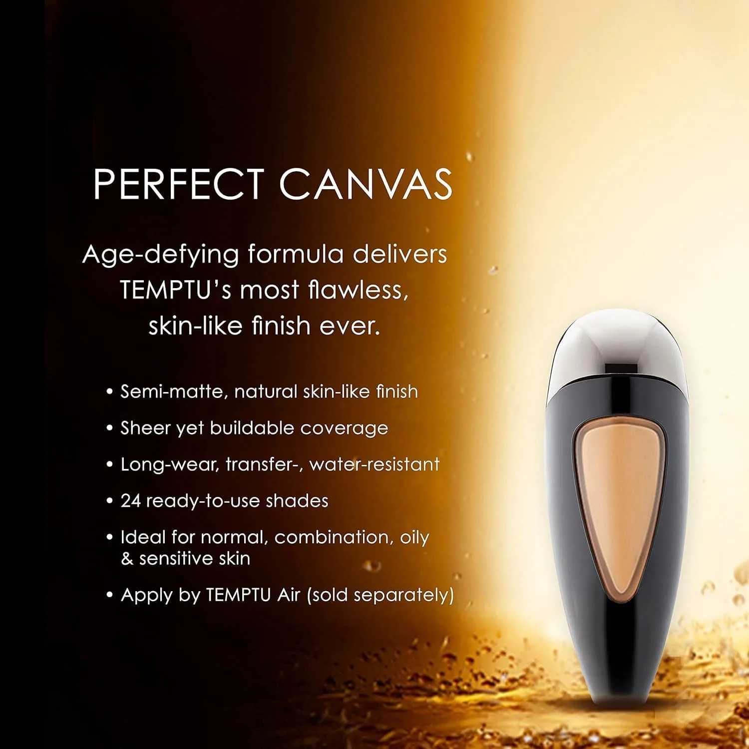 TEMPTU Perfect Canvas Airbrush Foundation Airpod: стойкий антивозрастной макияж, полуматовое покрытие с возможностью наслаивания, естественный финиш., 2W Ivory — фото 3