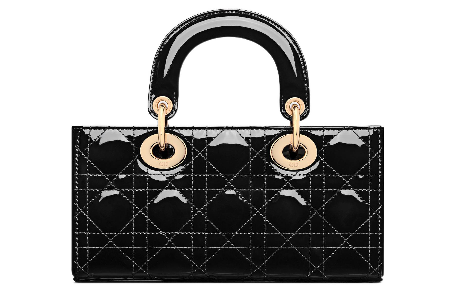 Dior Женская сумка Lady D Joy из лакированной кожи и коровьей кожи, маленькая, черная — фото 3