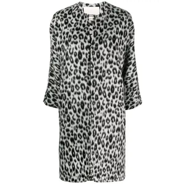 

Пальто leopard-print zip-up coat Isabel Marant, серый